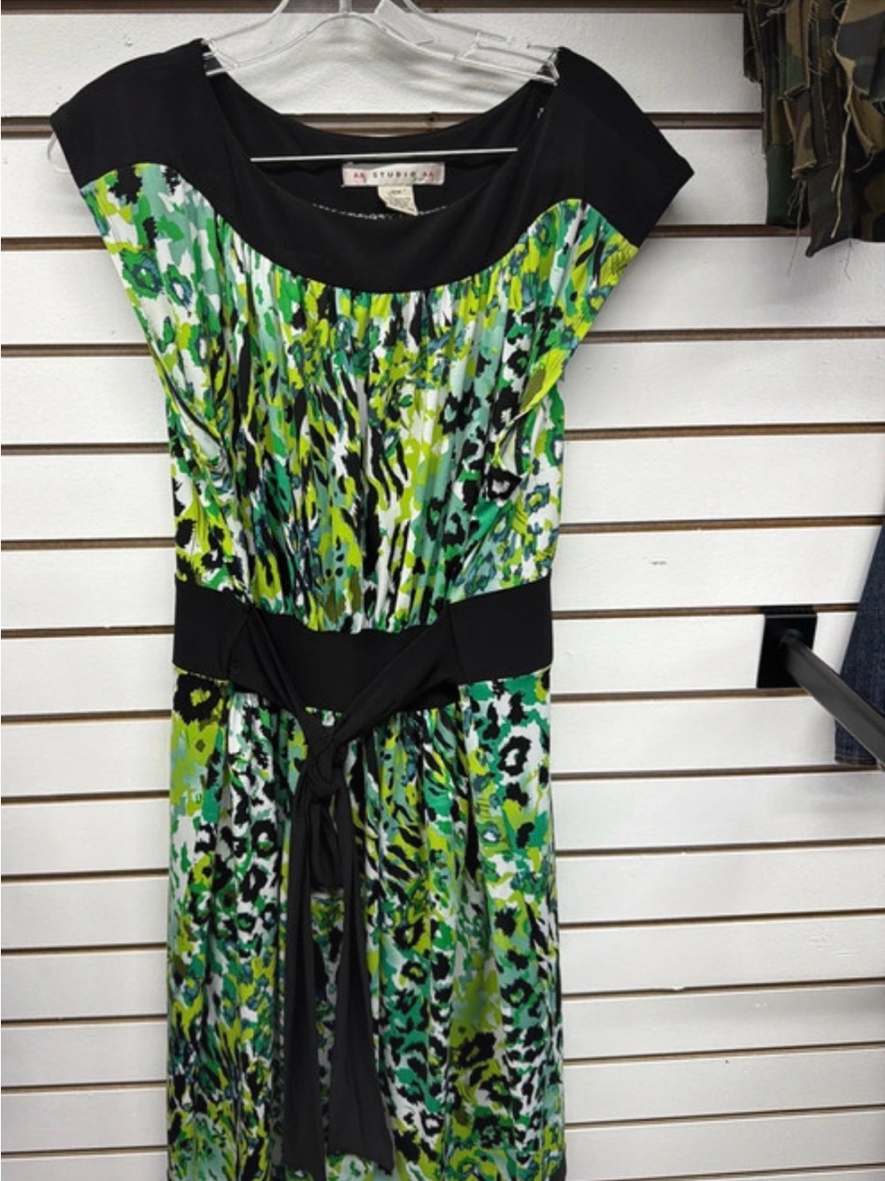 AA Studio Green Abstract Print Belted Dress 18W Plus Size
